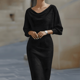 Olivia | Witte Drapé Batwing Midi Jurk