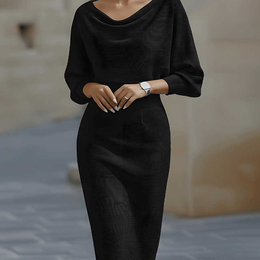 Olivia | Witte Drapé Batwing Midi Jurk
