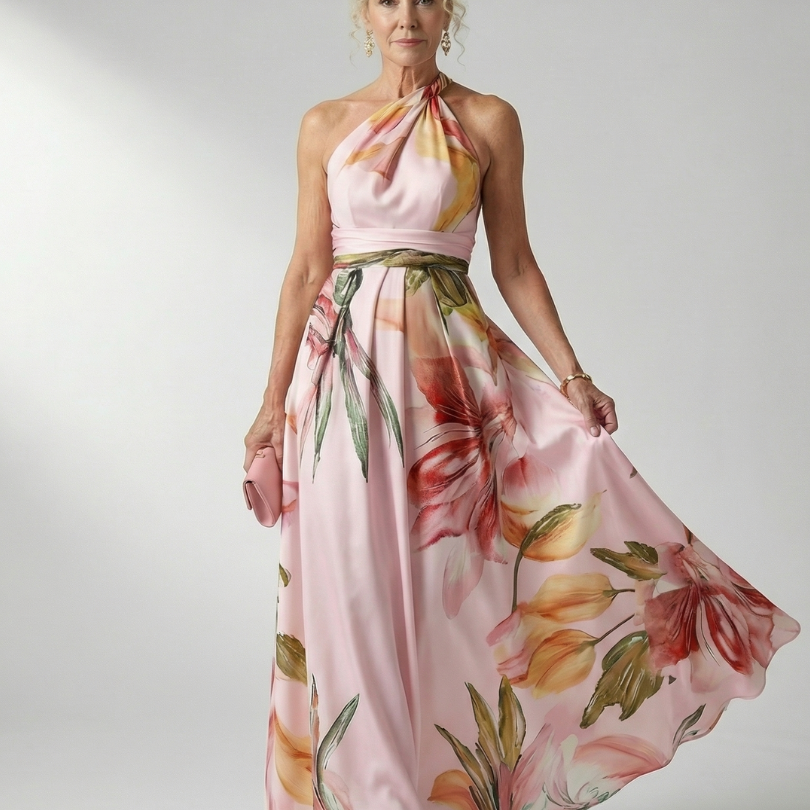 Amiel | Lichte Bloemen Maxi Jurk