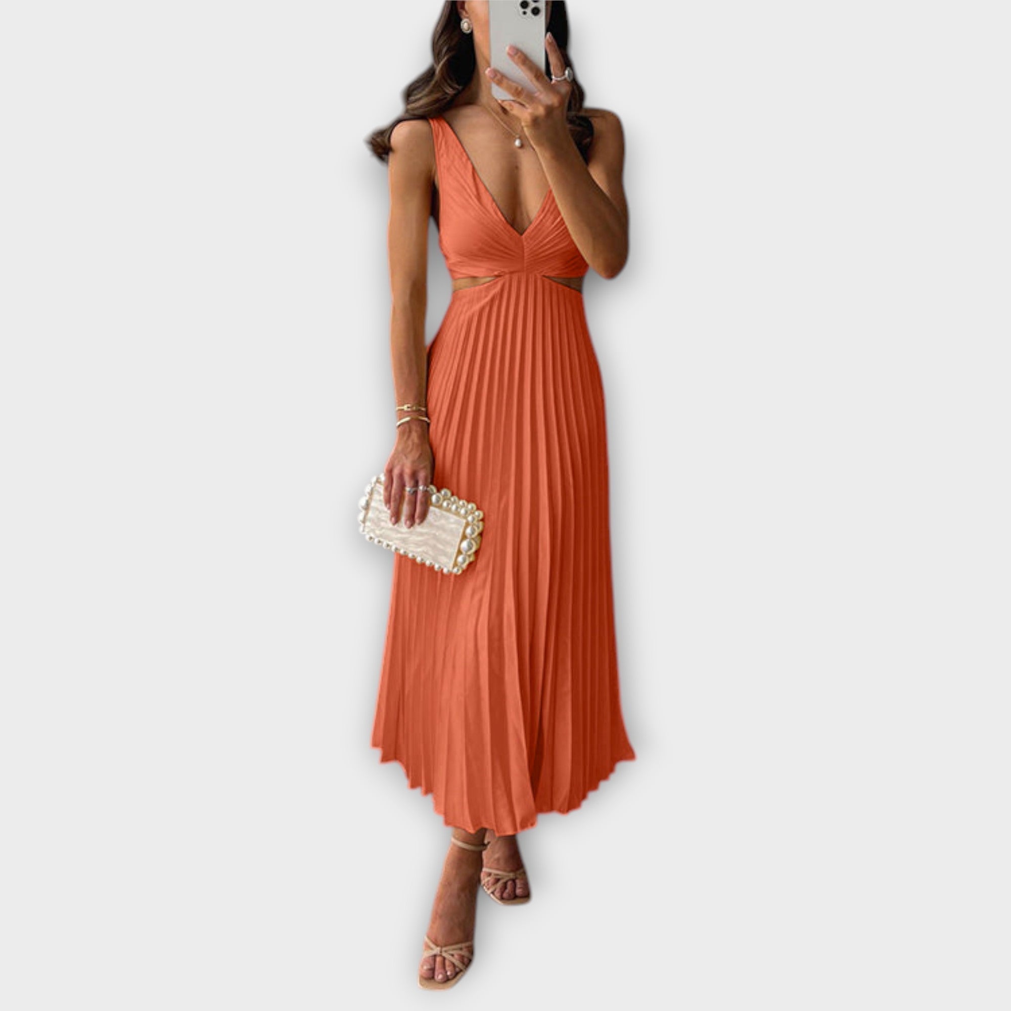 Elegante Midi Avondjurk met Plissé
