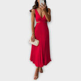 Elegante Midi Avondjurk met Plissé
