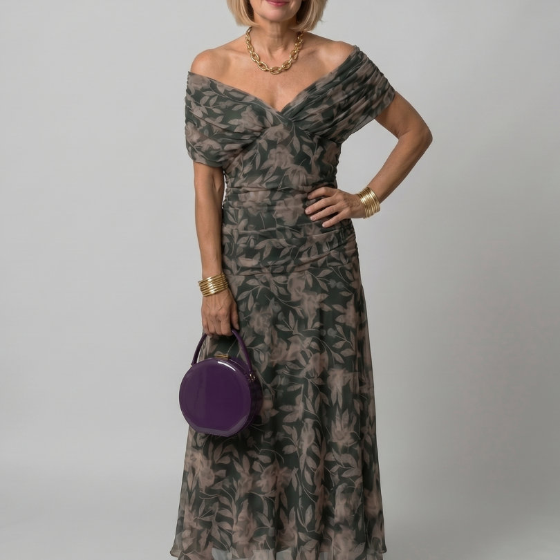 Calen | Off Shoulder Flow Midi Jurk
