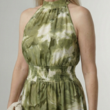 Sylin | Geplooide Halter Midi-jurk