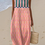 Lily™ Gestreepte Pastel Midi Jurk
