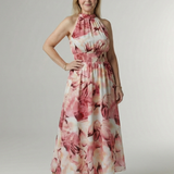 Sylin | Geplooide Halter Midi-jurk