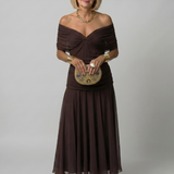 Calen | Off Shoulder Flow Midi Jurk