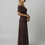 Calen | Off Shoulder Flow Midi Jurk