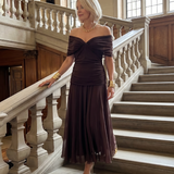 Calen | Off Shoulder Flow Midi Jurk