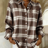 Shirt met Ruitpatroon en Ingesneden Kraag