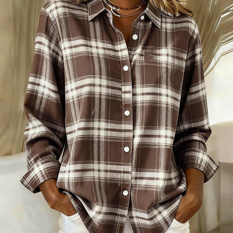 Shirt met Ruitpatroon en Ingesneden Kraag