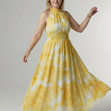 Sylin | Geplooide Halter Midi-jurk