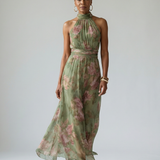 Mirelle | Gathered Halter Midi Jurk