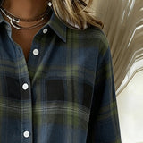 Shirt met Ruitpatroon en Ingesneden Kraag
