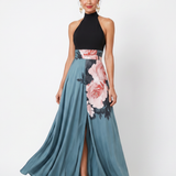 Olympas | Halter Bodice Bloemenrok Maxi Jurk