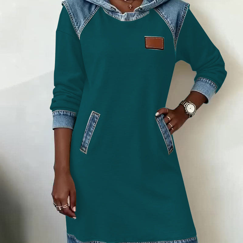 Hoodiejurk met contrasterende details