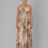 Elavenue | Halter Neck Kant Taille Maxi Jurk