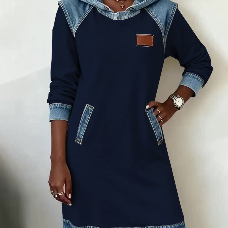 Hoodiejurk met contrasterende details