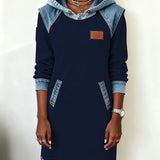 Hoodiejurk met contrasterende details