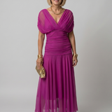 Calen | Off Shoulder Flow Midi Jurk