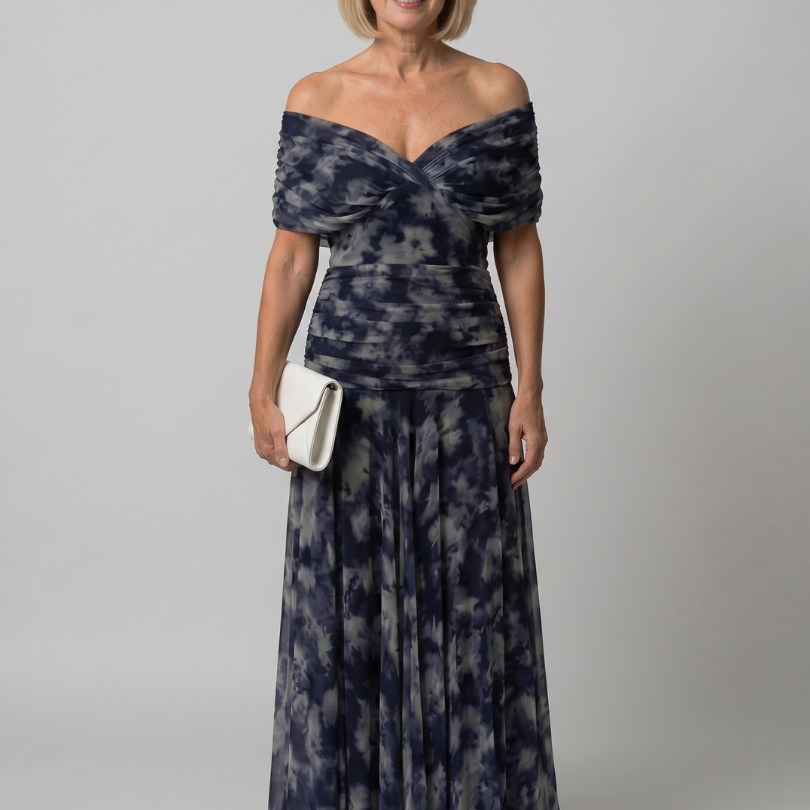 Calen | Off Shoulder Flow Midi Jurk
