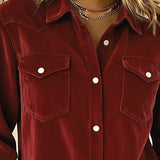 Modieuze Blouse met Revers en Knopen