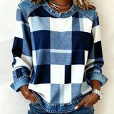 Trui met Ruit Patchwork en Contrastkleur
