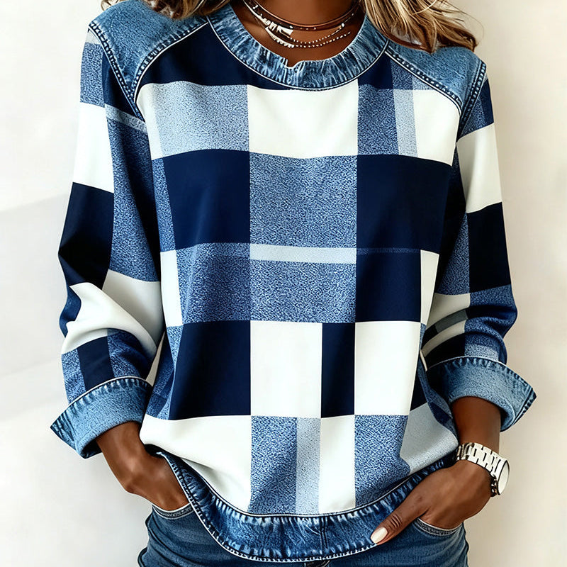 Trui met Ruit Patchwork en Contrastkleur