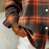 Shirt met Ruitpatroon en Ingesneden Kraag