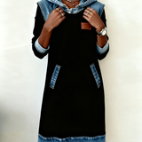 Hoodiejurk met contrasterende details