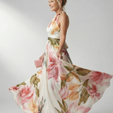 Amiel | Lichte Bloemen Maxi Jurk