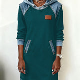 Hoodiejurk met contrasterende details