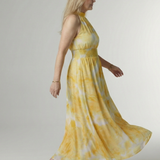Sylin | Geplooide Halter Midi-jurk