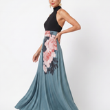 Olympas | Halter Bodice Bloemenrok Maxi Jurk