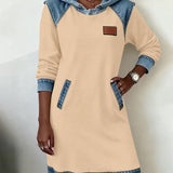 Hoodiejurk met contrasterende details