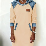 Hoodiejurk met contrasterende details