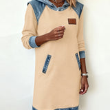 Hoodiejurk met contrasterende details