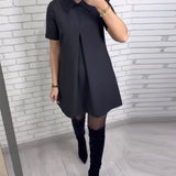 Cora | Elegante Damesjurk met Opstaande Kraag