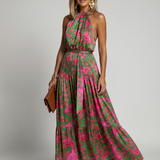 Rowen | Gedrapeerde Halter Midi Jurk