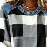 Trui met Ruit Patchwork en Contrastkleur