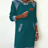 Hoodiejurk met contrasterende details