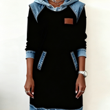 Hoodiejurk met contrasterende details