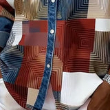 Kleurblok Shirt met Modieuze Kraag