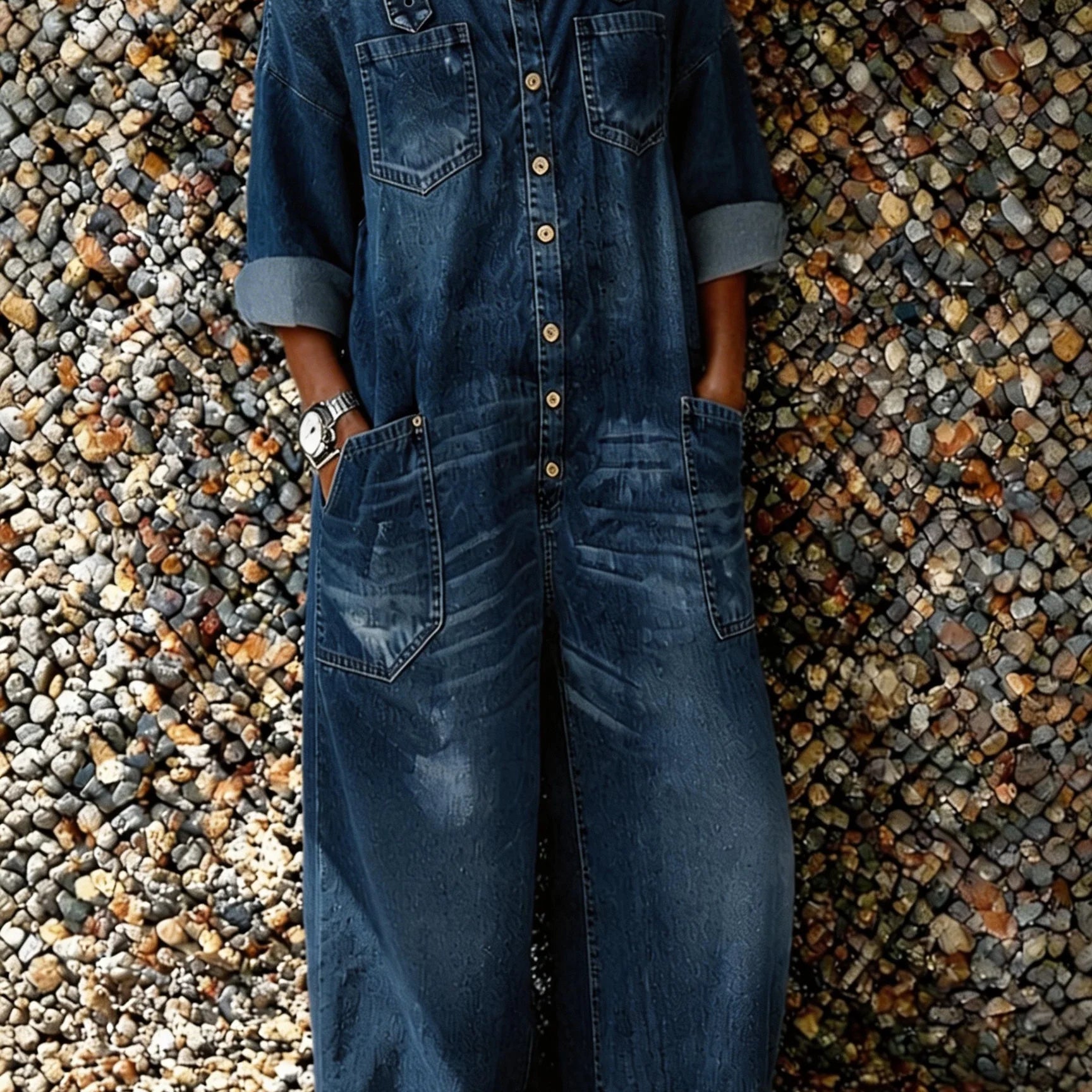 Bo | Denim Overall Jumpsuit met Schouderbanden