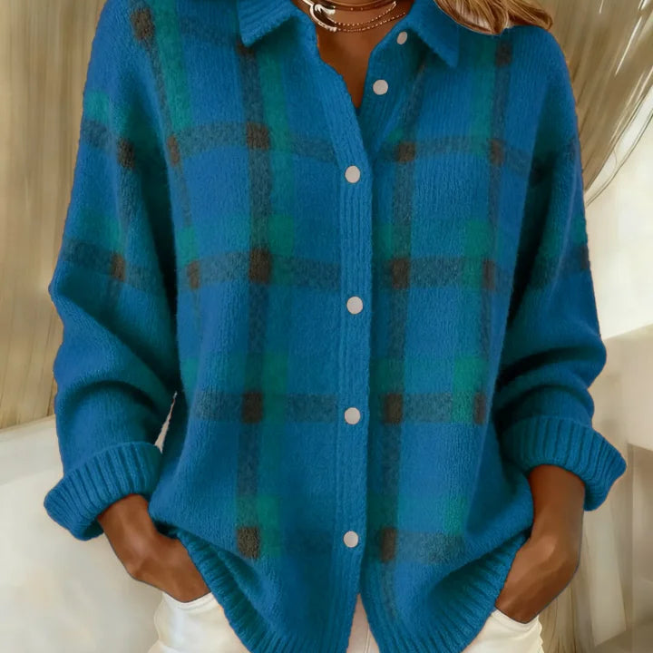 Emily – Geruite Gebreide Blouse