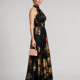 Sior | Bloemen Halter Nek Midi Jurk