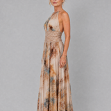 Elavenue | Halter Neck Kant Taille Maxi Jurk