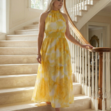 Sylin | Geplooide Halter Midi-jurk