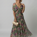 Calen | Off Shoulder Flow Midi Jurk