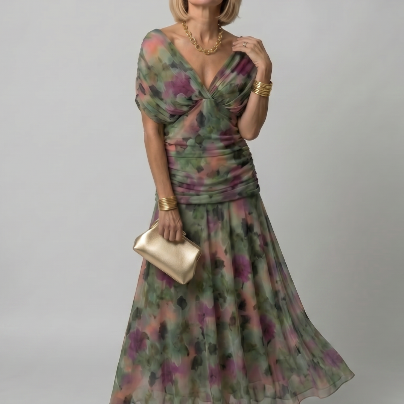 Calen | Off Shoulder Flow Midi Jurk