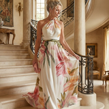 Amiel | Lichte Bloemen Maxi Jurk